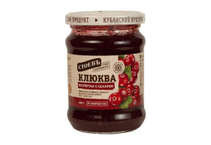 Клюква протертая с сахаром, 280г, ст. банка (евро), Стоевъ (12шт)