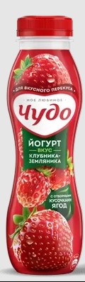Йогурт фрукт. Клубника и Земляника 1,9%, 260г, ПЭТ, Чудо (15шт)