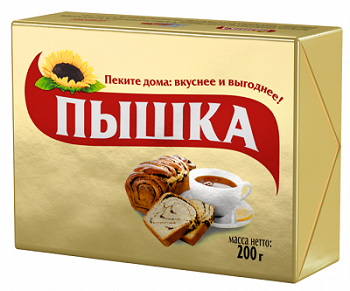 Маргарин для выпечки 72%, 200г, фольга, Пышка (30шт)