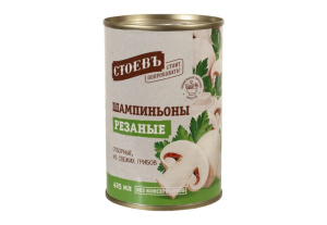 Шампиньоны резаные консерв., 425мл, ж/б, Стоевъ (12шт)
