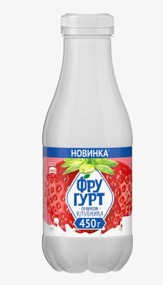 Напиток кисломол. Клубника 1%, 450г, ПЭТ, Фругурт (12шт)