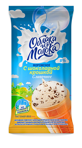 Мороженое сливочн. С ШОК. КРОШКОЙ 8,0%, ваф. стакан, 70 г флоупак, ОизМ