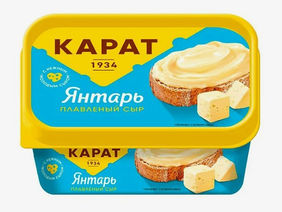 Сыр плавленый Янтарь, 45%, 400г, евроконтейнер, Карат (16шт)