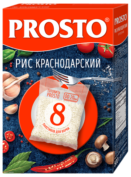 Рис Краснодарский, 500г, коробка, PROSTO (12шт)
