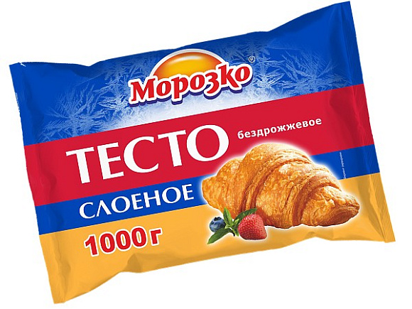 Тесто слоеное бездрожжевое, 1кг, пленка, Морозко (8шт)