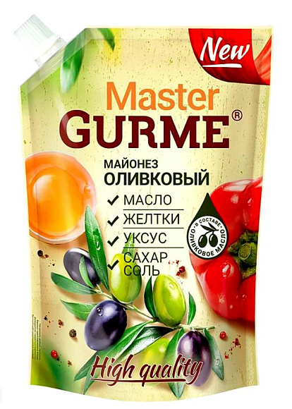 Майонез Оливковый 50,5%, 700мл, дойпак+, MASTER GURME (12шт)
