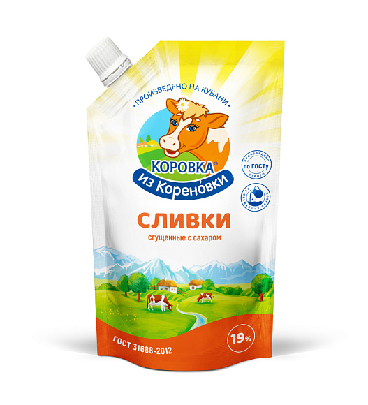 Сливки сгущ. с сах. 19,0%, 270 г дойпак+, КизК
