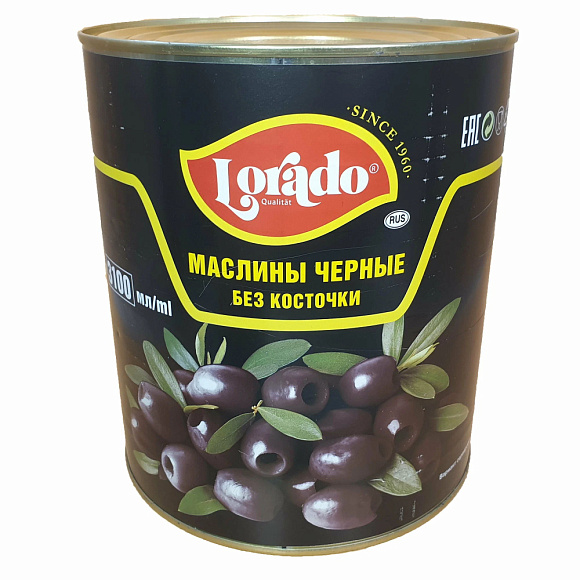 Маслины черные б/к, 3100мл, ж/б, LORADO (6шт)