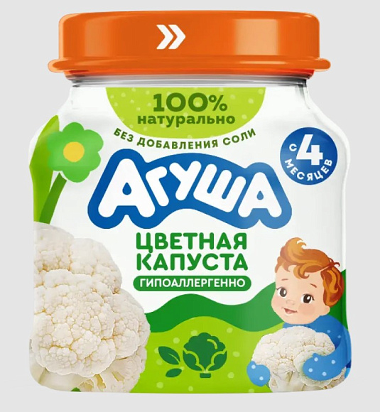 Пюре овощн. Капуста цветная, 80г, ст. банка, Агуша (8шт)