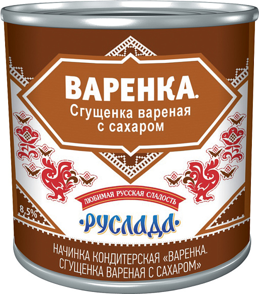 Варёнка. Сгущенка вар. с сах. Начинка конд. 8,5%, 370 г 7А, Руслада