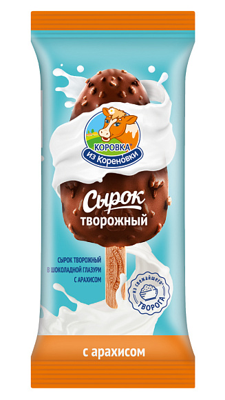 Сырок творожн. ванильн. глазир. В ШОК. ГЛАЗ. С АРАХ. 23,0%, 50 г флоупак, На палочке, КизК