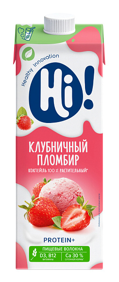 Коктейль растит. со вкусом Клубничный пломбир, 1л, тетрапак, HI (6шт)