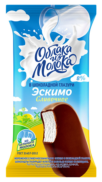 Мороженое сливочн. ванильн. В ШОК. ГЛАЗ. 8,0%, эскимо, 70 г флоупак, ОизМ