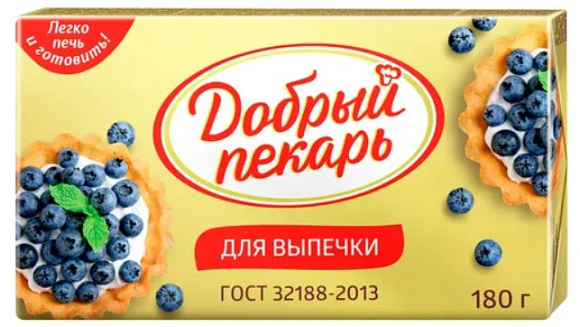 Маргарин для выпечки 60%, 180г, фольга, Добрый Пекарь (30шт)