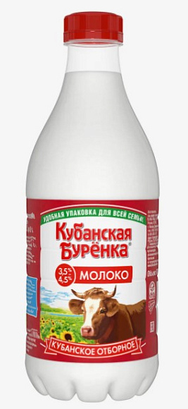 Молоко пастер. Отборное 3,7%, 930мл, ПЭТ, Кубанская Буренка (6шт)