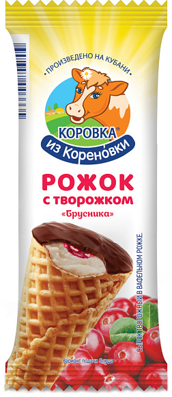 Сырок творожн. с ягодн. наполн. "БРУСНИКА" глазир. 18,0%, ваф. рожок, 40 г флоупак, КизК