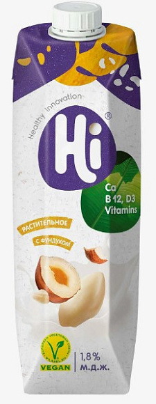 Напиток растит. с лесным орехом 1,8%, 1л, тетрапак, HI (12шт)