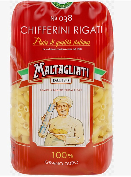 CHIFFERINI RIGATI №038, 450г, пакет, Мальтальяти (20шт)
