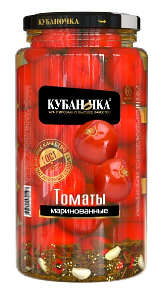 Томаты маринованные Красные, 1500г, ст/б, Кубаночка (6шт)