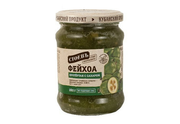 Фейхоа протертая с сахаром, 280г, ст. банка (евро), Стоевъ (12шт)