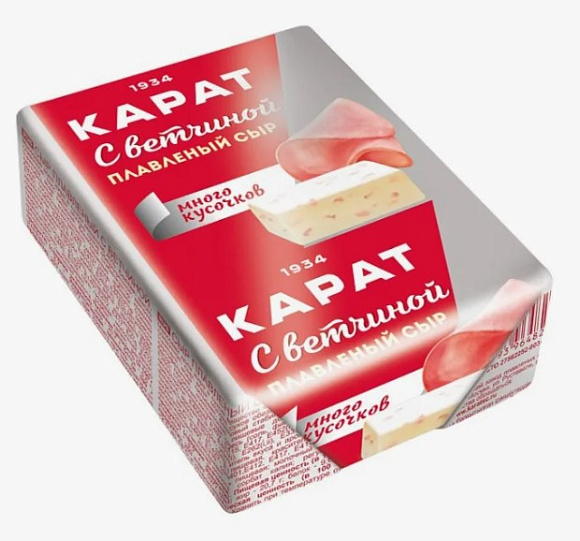 Сыр плавл. с Ветчиной 45%, 90г, фольга, Карат (12шт)