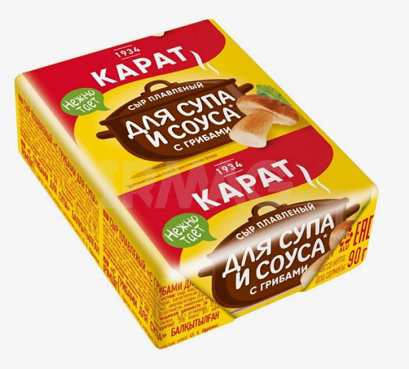 Сыр плавленый с грибами для супа, 45%, 90г, фольга, Карат (12шт)