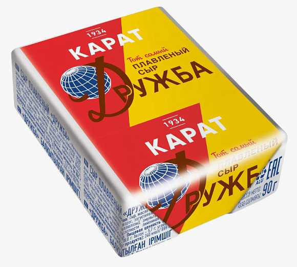 Сыр плавл. Дружба 45%, 90г, фольга, Карат (10шт)