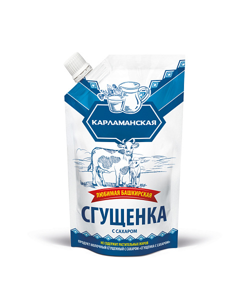 Сгущенка с сах. 1,0%, 270 г дойпак+, Карламанское