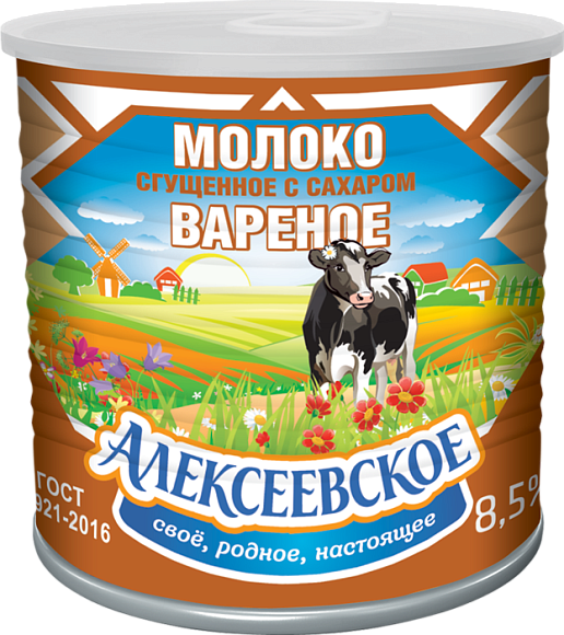 Молоко сгущ. с сах. ВАРЕНОЕ 8,5%, 360 г 7Е+, Алексеевское