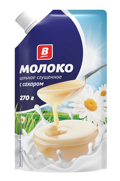 Молоко цельн. сгущ. с сах. 8,5%, 270 г дойпак+, В