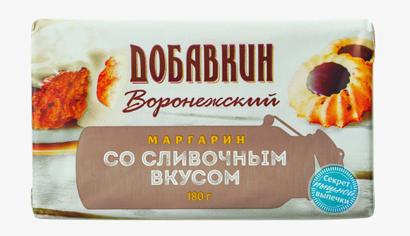 Маргарин со сливоч. вкусом 60%, 180г, пергамент, Добавкин Воронежский (30шт)