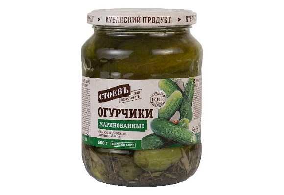 Огурцы маринованные разм. 9-12, 700г, ст. банка (евро), Стоевъ (8шт)