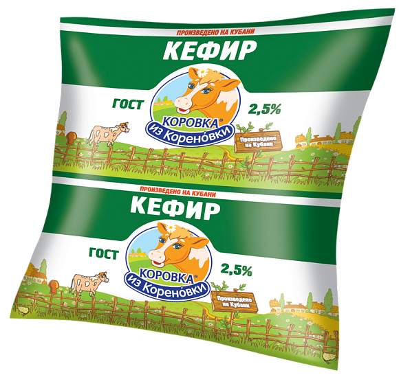 Кефир 2,5%, 450 г полипак, КизК