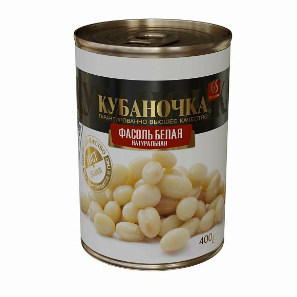 Фасоль Белая натуральная, 400г, ж/б, Кубаночка (12шт)