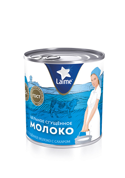 Молоко цельн. сгущ. с сах. 8,5%, 360 г 7Е, LAIME