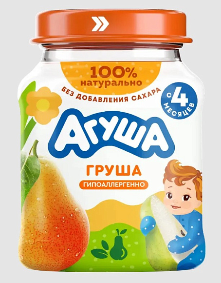 Пюре фрукт. Груша, 100г, ст. банка, Агуша (8шт)