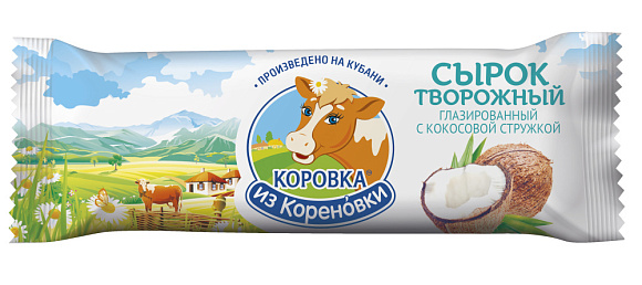 Сырок творожн. С КОКОС. СТРУЖКОЙ глазир. 18,0%, 40 г флоупак, КизК