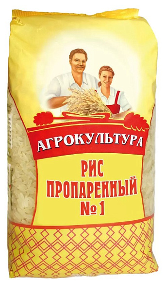 Рис пропаренный №1, 800г, пакет, Агрокультура (12шт)