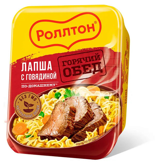 Лапша с Говядиной По-Домашнему улучш. вкус, 90г, лоток, Роллтон (24шт)