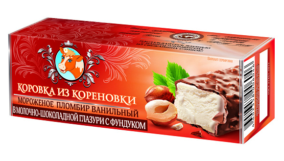 Мороженое пломбир ванильн. В МОЛ.- ШОК. ГЛАЗ. С ФУНД. 15,0%, 30 г флоупак+, КизК