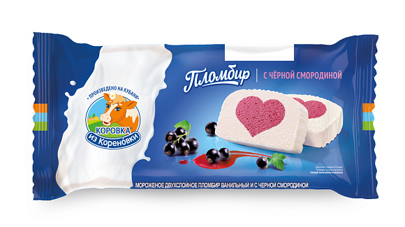 Мороженое пломбир двухсл. ванильн. с черн. смород. 15,0%, 200 г флоупак, КизК