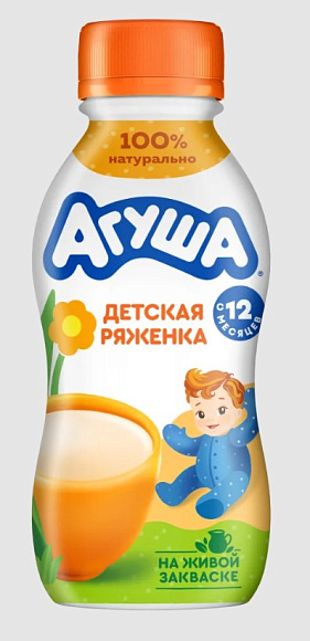 Ряженка 3,2%, 180г, ПЭТ, Агуша (12шт)
